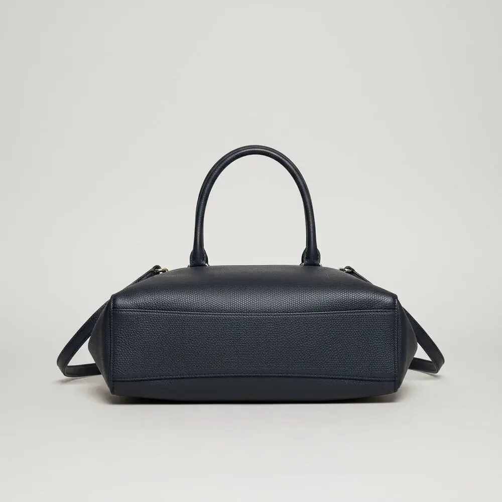Coach navy leather small satchel